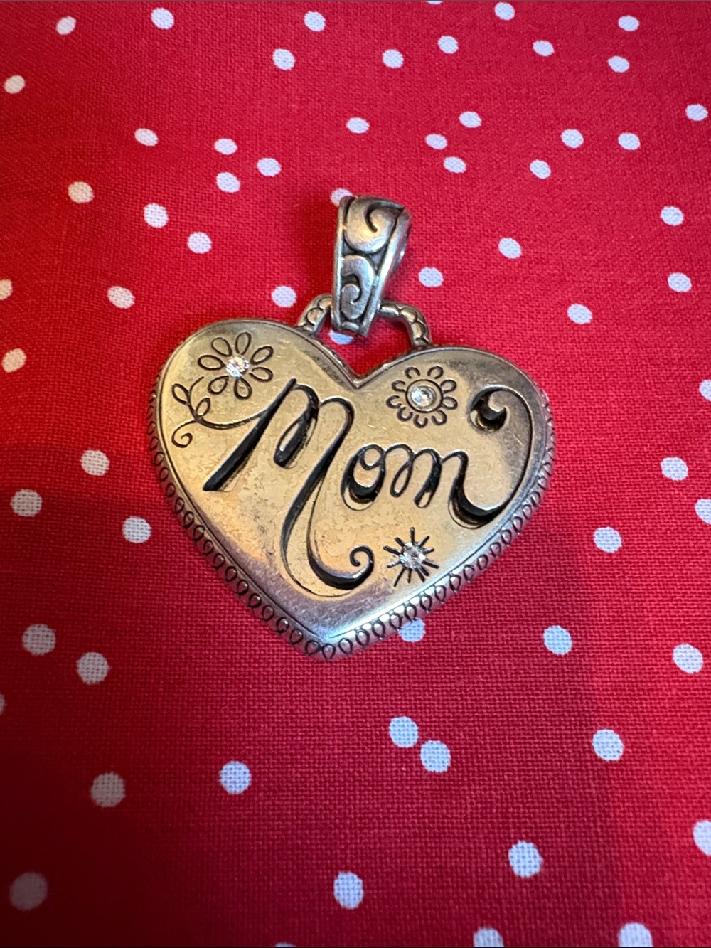 Brighton Heart 'Mom' Pendant  - Silver Tone